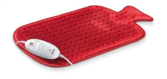 Beurer HK-44 Coussin chauffant électrique souple en forme de bouillotte, 30x50 cm, rouge, lavable, arrêt automatique 90 min