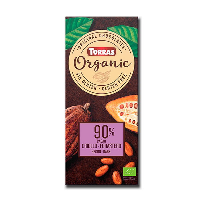 TORRAS Chocolat noir 90% cacao Criollo Forastero BIO 100g TORRAS Chocolat noir 90% cacao Criollo Forastero BIO 100g