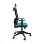 Piqueras y Crespo Chaise de Bureau Horna Turquoise et Noir avec Appui-tête 2D
