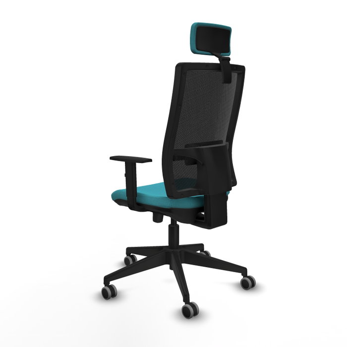 Piqueras y Crespo Chaise de Bureau Horna Turquoise et Noir avec Appui-tête 2D