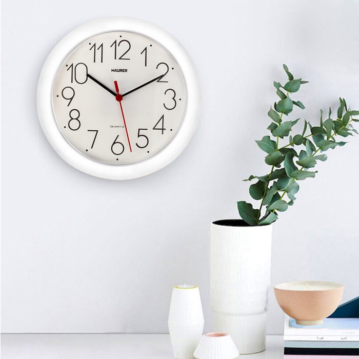 MAURER Horloge Murale Analogique Blanche Ø 25 cm MAURER Horloge Murale Analogique Blanche Ø 25 cm