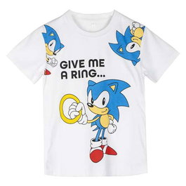 Cerdá Camiseta à manches courtes Single Jersey Sonic - T-Shirt enfant à thème Sonic - Taille 12 ans