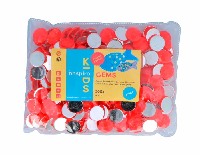 Innspiro Gemmes décoratives acryliques cercle rose fluor 18mm 200u. approx. Assortiment
