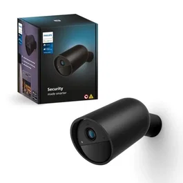 Philips Hue Secure Caméra de Sécurité Filaire Intérieure/Extérieure - 1080p, Vision Nocturne, Détection IA (Personne/Animal/Véhicule) - Noir