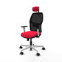 PIQUERAS Y CRESPO Chaise Alfera Synchrone Maille Rouge et Noire, Structure Blanche