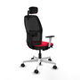 PIQUERAS Y CRESPO Chaise Alfera Synchrone Maille Rouge et Noire, Structure Blanche