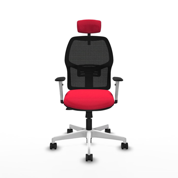 PIQUERAS Y CRESPO Chaise Alfera Synchrone Maille Rouge et Noire, Structure Blanche PIQUERAS Y CRESPO Chaise Alfera Synchrone Maille Rouge et Noire, Structure Blanche