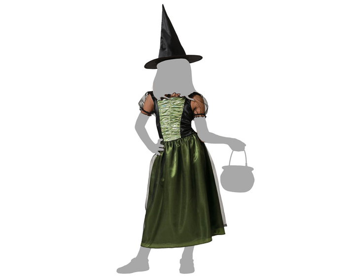 Atosa Déguisement de Sorcière avec Robe Verte et Chapeau pour Fille Atosa Déguisement de Sorcière avec Robe Verte et Chapeau pour Fille