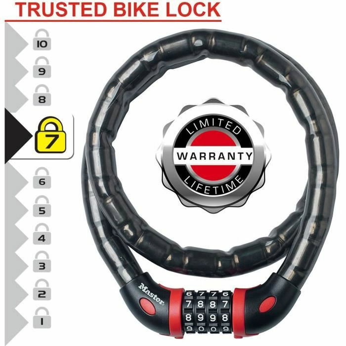 Master Lock Antivol Câble Articulé avec Combinaison et Clé, Noir