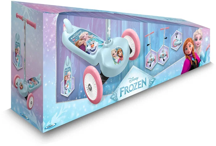 Trottinette Enfant 3 Roues La Reine Des Neiges RN246045 avec Direction Inclinable - Plateau Antidérapant, Frein Arrière, Roulements ABEC 5, Bleu