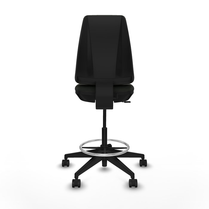 Tabouret Taburete Elche Contact permament de base Tissu Noir Base pyramidale noire Sans accoudoirs Sans appui-tête Roulettes 65mm nylon