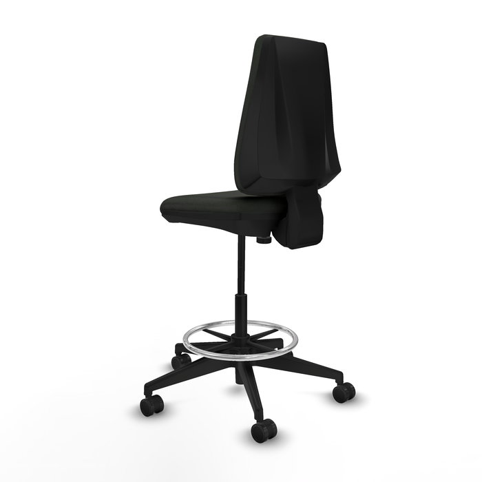 Tabouret Taburete Elche Contact permament de base Tissu Noir Base pyramidale noire Sans accoudoirs Sans appui-tête Roulettes 65mm nylon