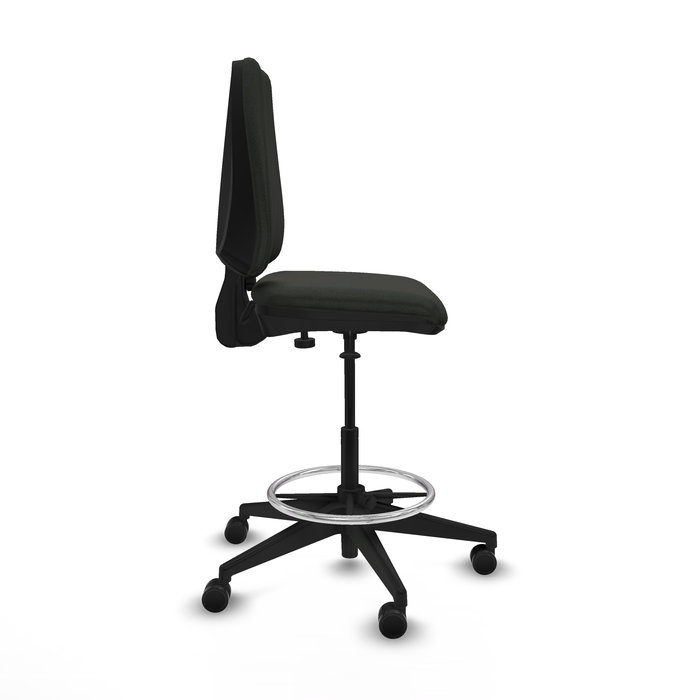 Tabouret Taburete Elche Contact permament de base Tissu Noir Base pyramidale noire Sans accoudoirs Sans appui-tête Roulettes 65mm nylon