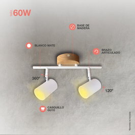GSC Evolution Foco de techo doble lineal Serie Rintela GU10 Blanco