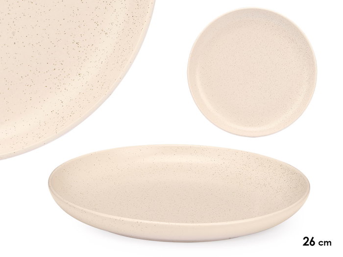 VESSIA Assiette plate mouchetée crème 26 cm (Lot de 24) VESSIA Assiette plate mouchetée crème 26 cm (Lot de 24)