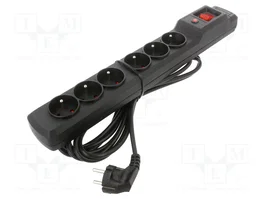 ARCON Multiprise parafoudre 6 prises avec cordon de 5m, noir
