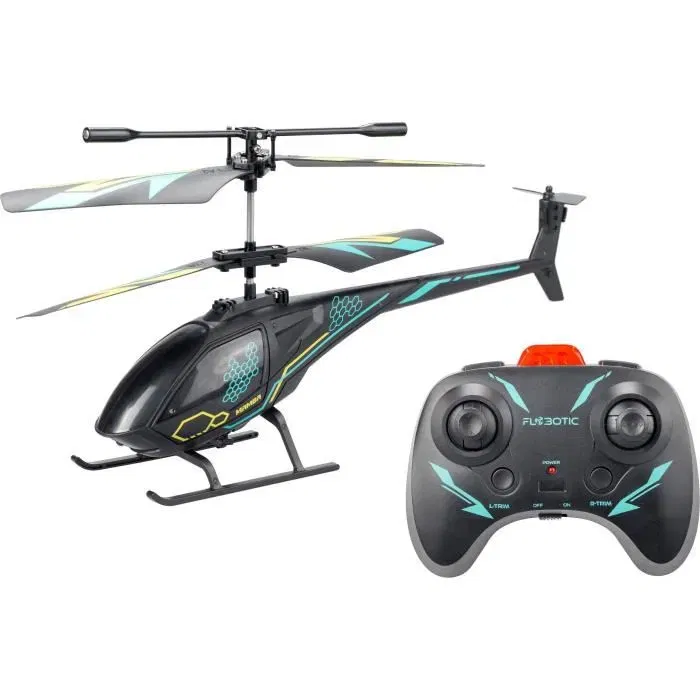 Flybotic AIR MAMBA - Hélicoptère télécommandé RC avec technologie infrarouge 2 canaux, pour intérieur, noir et bleu, pour enfants à partir de 10 ans