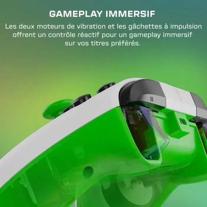 Turtle Beach - Manette de jeu Rematch Core - Filaire - Compatible Xbox Series X|S, Xbox One et PC - RGB - Moteurs de vibration - Gâchettes ajustables - Blanc et Vert Turtle Beach - Manette de jeu Rematch Core - Filaire - Compatible Xbox Series X|S, Xbox One et PC - RGB - Moteurs de vibration - Gâchettes ajustables - Blanc et Vert
