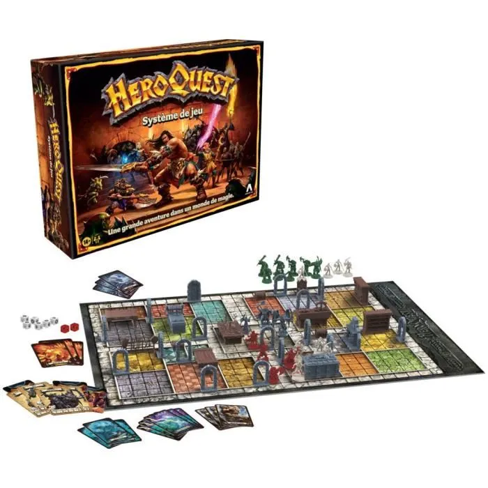 Hasbro Gaming Heroquest Systeme de Jeu, Jeu d'Aventures Fantastiques Style Donjon pour 2 à 5 Joueurs, Jeu de Société à Partir de 14 Ans