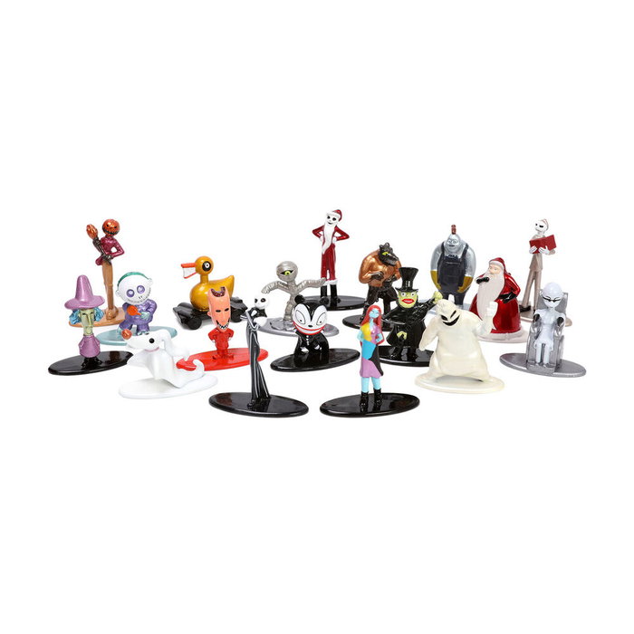 JADA TOYS - Blister de 18 figurines Metal Figs de 4cm, collection Pesadilla antes de Navidad (L'Étrange Noël de Monsieur Jack) Disney