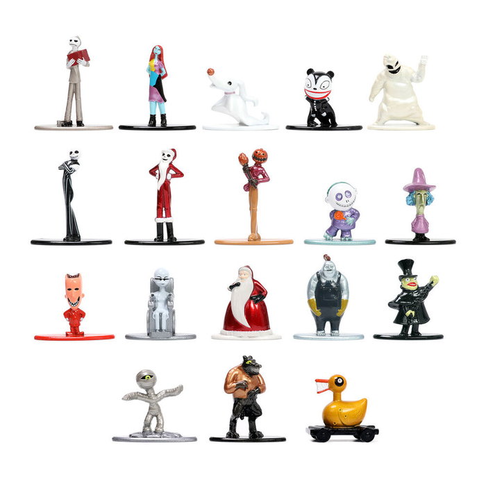 JADA TOYS - Blister de 18 figurines Metal Figs de 4cm, collection Pesadilla antes de Navidad (L'Étrange Noël de Monsieur Jack) Disney