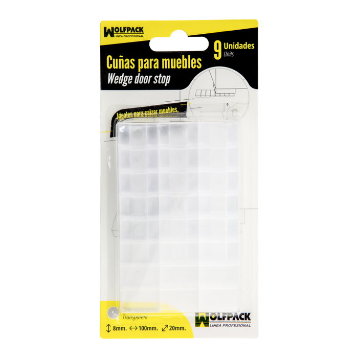 WOLFPACK LINEA PROFESIONAL Cales pour meubles ajustables et recoupables transparentes (Blister de 9 pièces)
