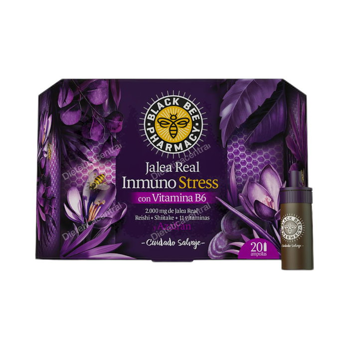 BLACK BEE Jalea Real Immuno Stress, Gelée Royale pour l'Immunité et le Stress, 20 Ampoules BLACK BEE Jalea Real Immuno Stress, Gelée Royale pour l'Immunité et le Stress, 20 Ampoules