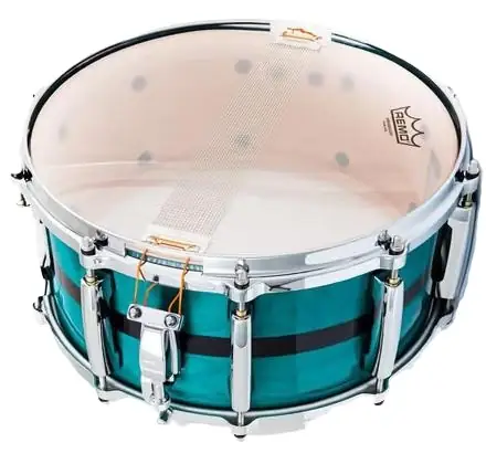 Pearl Caisse Claire 14 x 6.5" Master Maple Pure MP4, Custom Aqua Turquoise Stripe Pearl Caisse Claire 14 x 6.5" Master Maple Pure MP4, Custom Aqua Turquoise Stripe