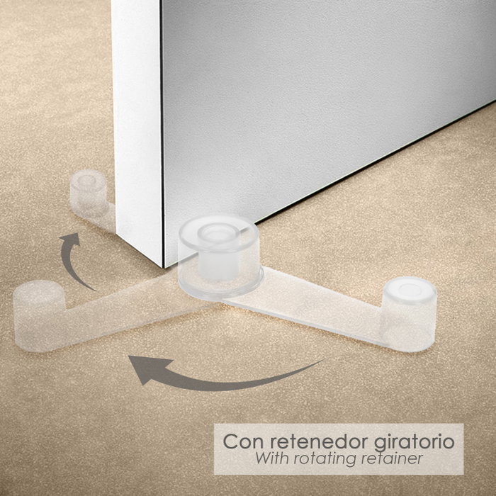 WOLFPACK LINEA PROFESIONAL Butée de porte adhésive transparente avec retenue rotative WOLFPACK LINEA PROFESIONAL Butée de porte adhésive transparente avec retenue rotative