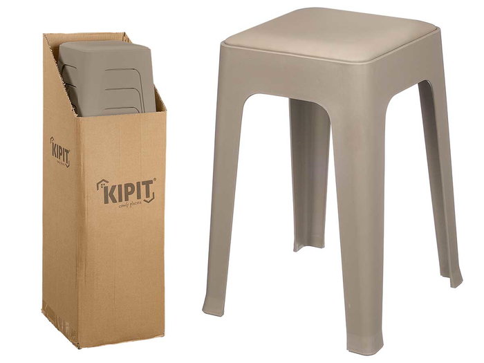 KIPIT Tabouret en plastique rembourré gris KIPIT Tabouret en plastique rembourré gris