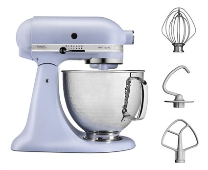 Kitchenaid 5KSM125 Robot de cuisine Artisan 4,8 litres - bol inox - batteur plat, fouet et crochet inclus - Lavande