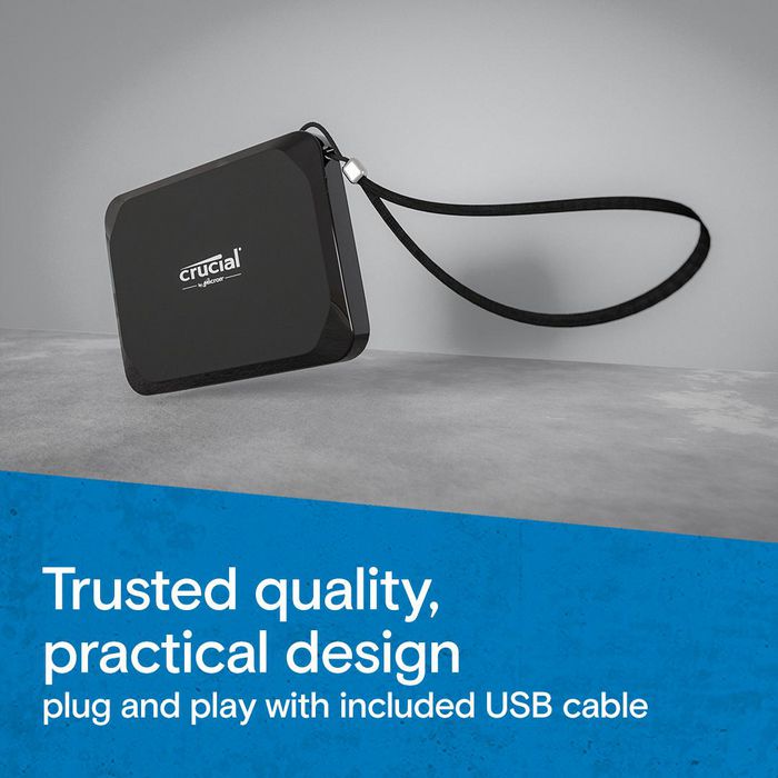 Crucial X9 Portable SSD 4 To - Disque dur SSD externe portable - USB Type-C 3.2 Gen 2 - Résistant aux chocs - Vitesse jusqu'à 1050 Mo/s