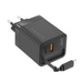 Mars Gaming MDGAN65R Chargeur mural GaN 65W USB-C rétractable QC 3.0 PD 3.0 Noir