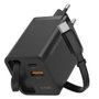 Mars Gaming MDGAN65R Chargeur mural GaN 65W USB-C rétractable QC 3.0 PD 3.0 Noir