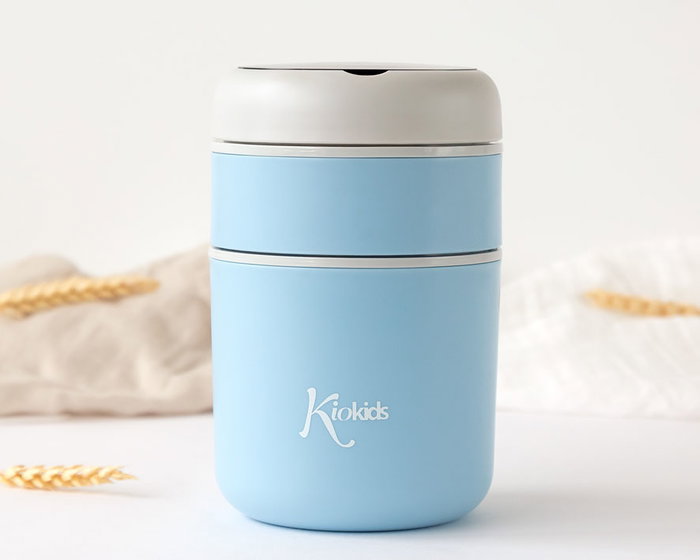 KioKids Termo 710 mL pour bébé en acier inoxidable avec compartiments isothermes et cuillère, bleu - 0 mois et plus KioKids Termo 710 mL pour bébé en acier inoxidable avec compartiments isothermes et cuillère, bleu - 0 mois et plus