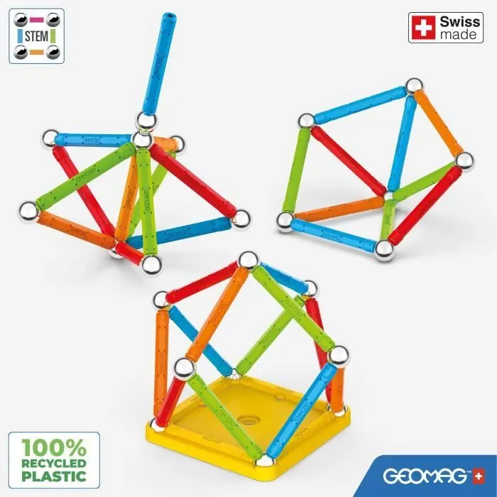 Geomag 374 - Jeu de construction magnétique Supercolor, 25 pièces, 100% plastique recyclé, pour enfants dès 3 ans