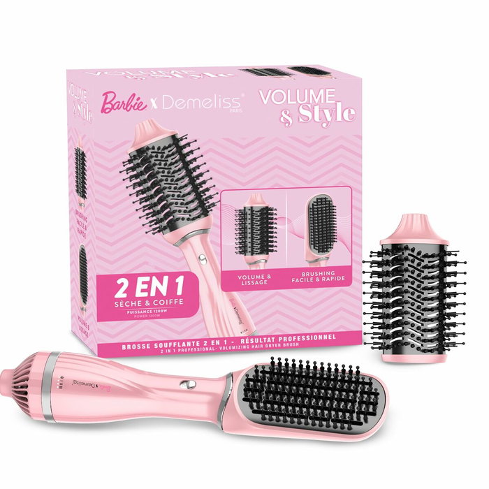 Demeliss Brosse soufflante Volume & Style Barbie Edition, 1200 W, Rose et noir