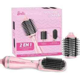 Demeliss - Brosse soufflante Volume & Style Barbie Edition - 1200 W - 3 températures - Tête ovale et lissante - Rose