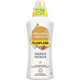 Algoflash Naturasol Engrais Liquide Potager Bio 1L, 100% d'Origine Végétale et Recyclé, Utilisable en Agriculture Biologique