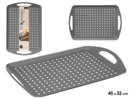 Kinvara Plateau Gris avec Anses 45.5 x 31 x 4 cm Plastique PP TPR (Set de 12)