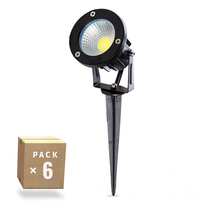 Pack de 6 Spots de Jardin LED 9W 758Lm 2700K Blanco cálido avec pic en acier inoxydable Pack de 6 Spots de Jardin LED 9W 758Lm 2700K Blanco cálido avec pic en acier inoxydable