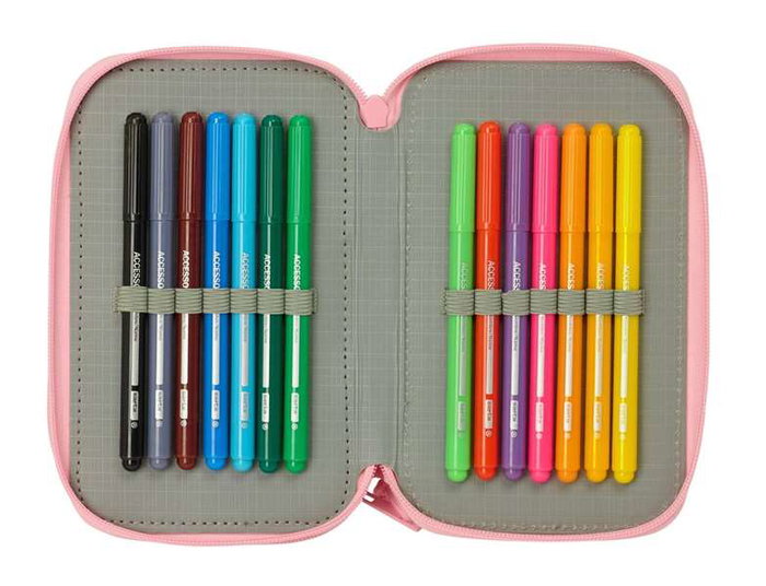 Safta Plumier Triple 37 Pièces pour Crayons - Dimensions : 12,5 x 19,5 x 5,5 cm