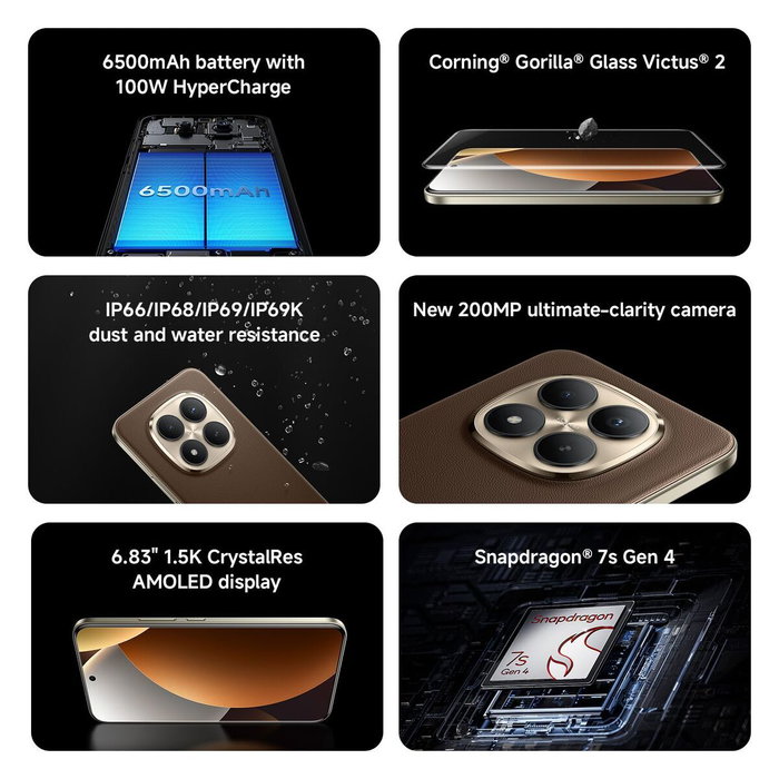Smartphone Xiaomi REDMI NOTE 15 PRO PLUS 6,83" Octa Core Qualcomm Snapdragon 7s Gen 4 8 GB RAM 256 GB Marron
