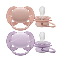 AVENT Sucettes Ultra Soft 0-6 mois Rose/Lilas Fille, 2 unités