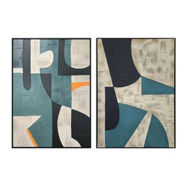 Toile Home ESPRIT Noir Vert Urbaine 83 x 3,5 x 123 cm (2 Unités)