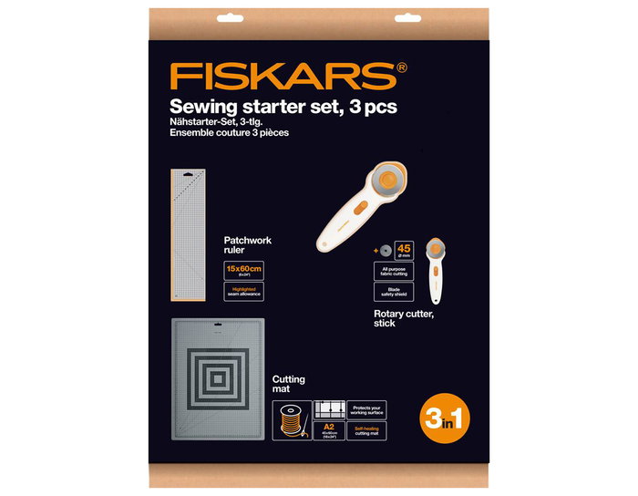 Fiskars Jeu de couture MAXI avec tapis de découpe, règle et cutter rotatif