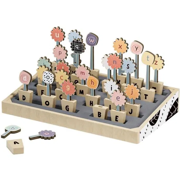 Abc Flowers TOP BRIGHT - Jeu éducatif 26 pots et fleurs avec alphabet majuscules et minuscules, lettres et cartes de mots pour enfants