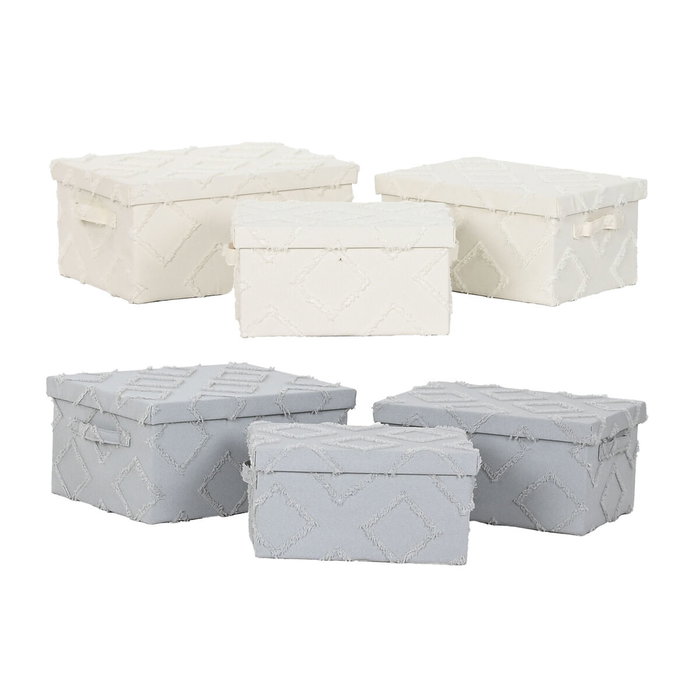 Set de boîtes décoratives Home ESPRIT Gris Crème 40 x 30 x 20 cm 3 Pièces (2 Unités)