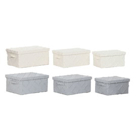 Set de boîtes décoratives Home ESPRIT Gris Crème 40 x 30 x 20 cm 3 Pièces (2 Unités)