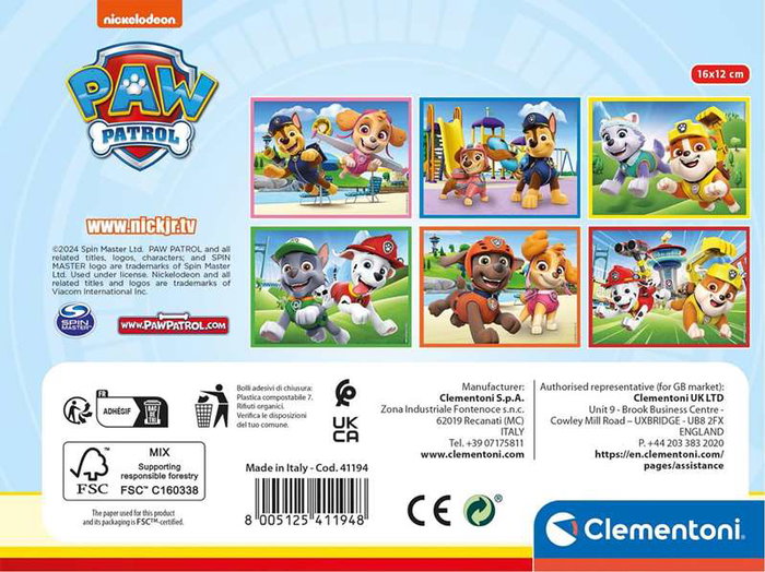 Clementoni Cubes 12 Pièces Pat' Patrouille 41194 - Jeu d'Assemblage Enfant 3 Ans